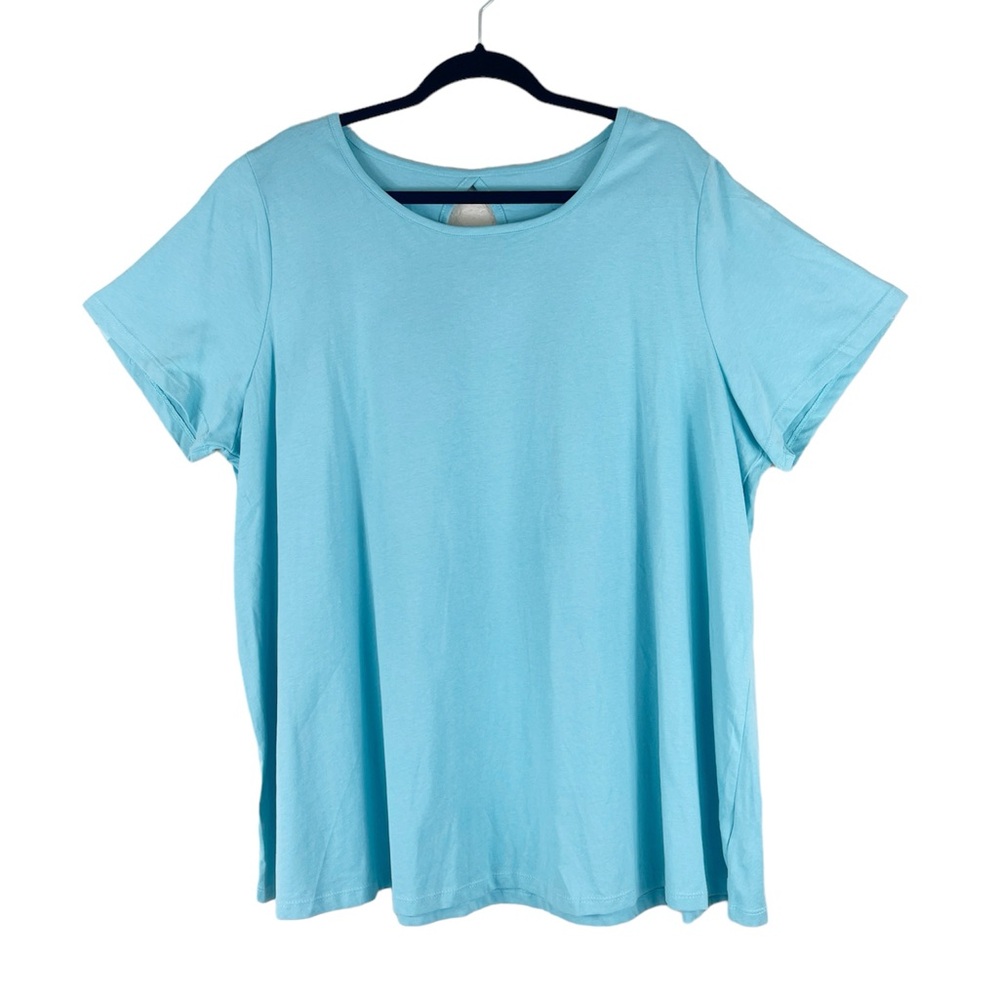 Roamans light blue top short sleeves tee shirt size 22/24 keyhole back